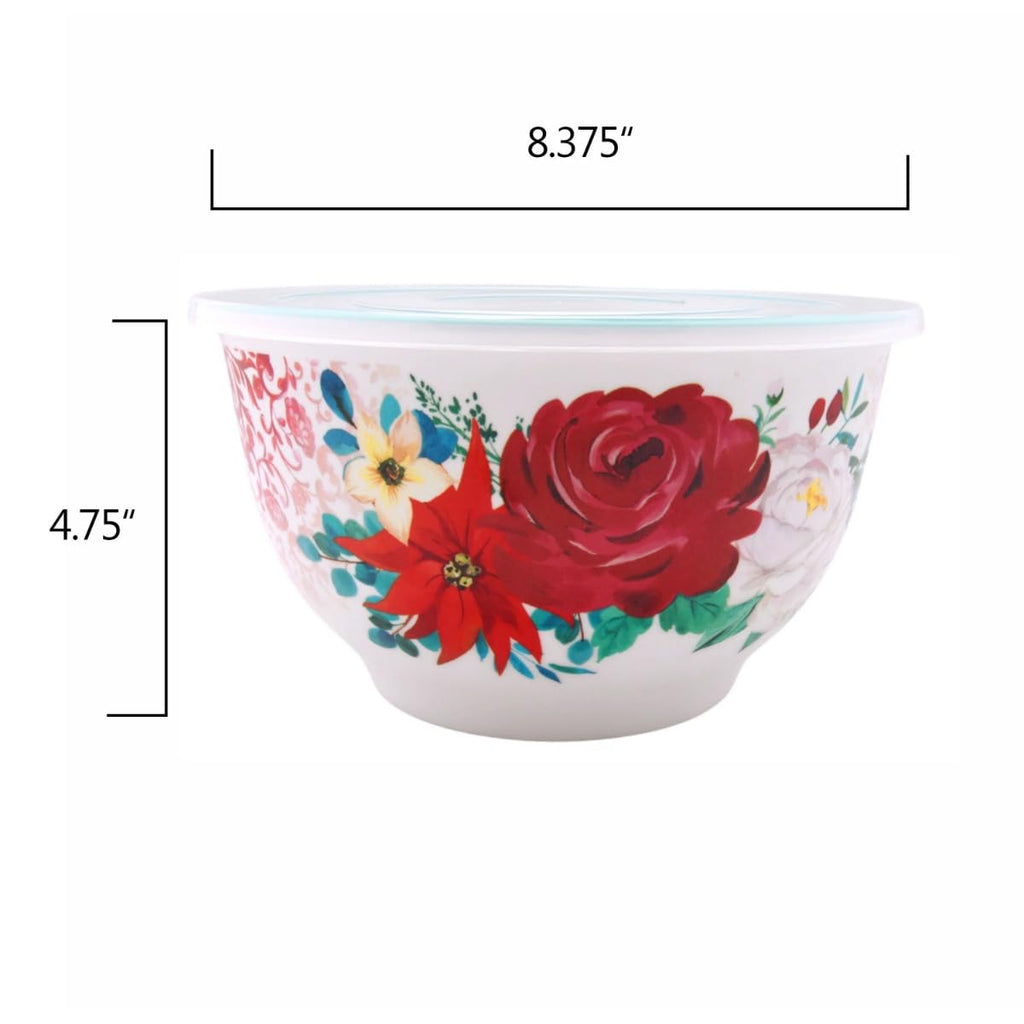 PtaTt Melamine Mixing Bowl Set with Lids, 18 Piece Set, Wishful Winter