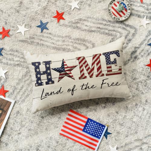 4th of July Throw Pillow Cover - 12 x 20 Inch Patriotic Decor