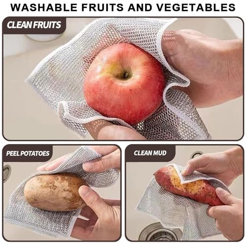 8 Pcs Double Layer Dishwashing Rags - Non-Scratch Cleaning Cloths