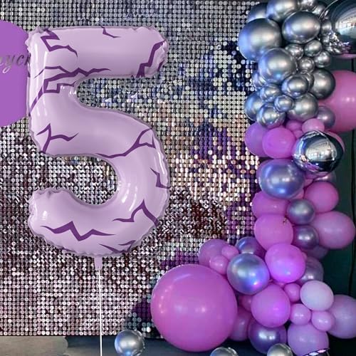 K-pop Number 5 Balloon for Girls Birthday Party - Purple & Pink - JUANBUDONG