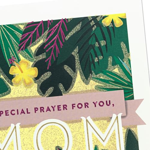 Religious Birthday Card for Mom - A Special Prayer with Tropical Leaves