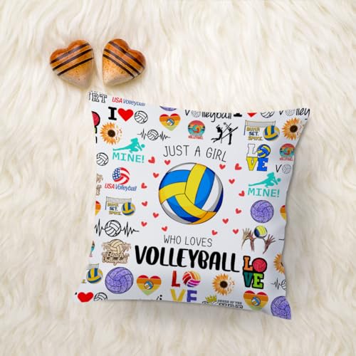 Volleyball Throw Pillow Cover - 18x18 Inch Inspirational Gift for Players