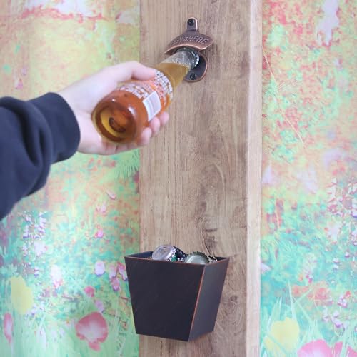 HAIICEN Wall Mounted Beer Bottle Opener Set - Black & Antique Copper, 2 PCS