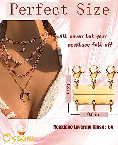 Gold & Silver Necklace Layering Clasps for Women - 2 Pack