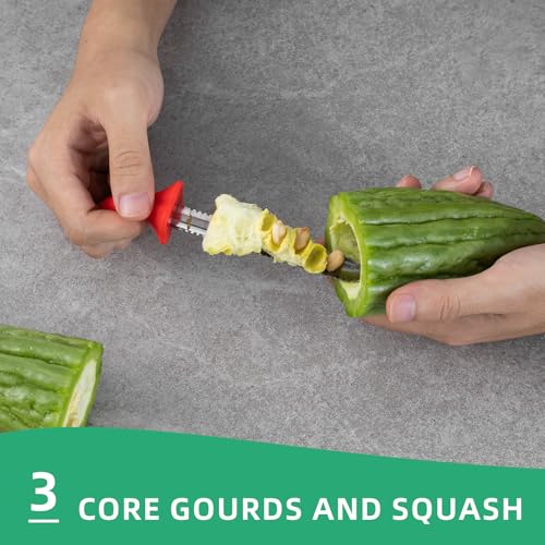 Mage Crab 2-in-1 Bell Pepper Seed Corer Tool - Stainless Steel, Yellow