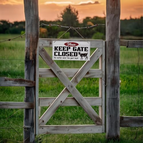 Funny Goat Sign - Keep Gate Closed Wood Hanging Plaque