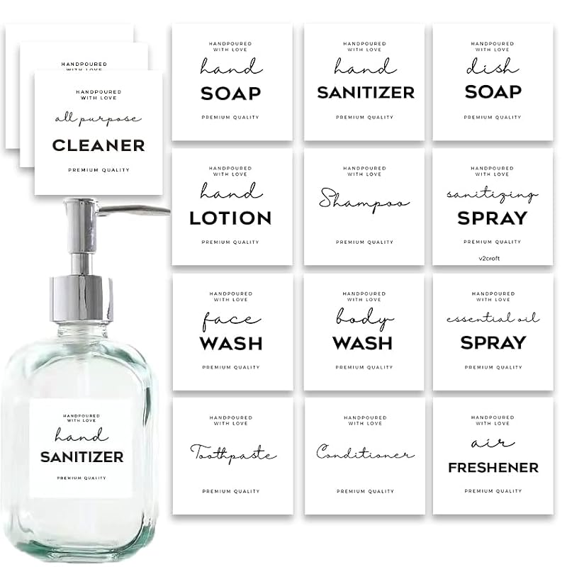 36 Waterproof Label Stickers for Bottles - Minimalist Farmhouse Design
