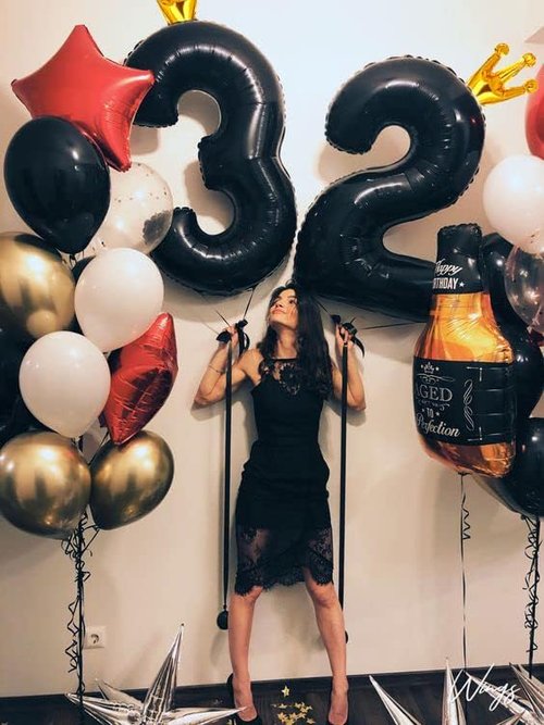Black 5 Balloon - 40 Inch Number Balloon for 5th Birthday | Black and Gold Party Decorations