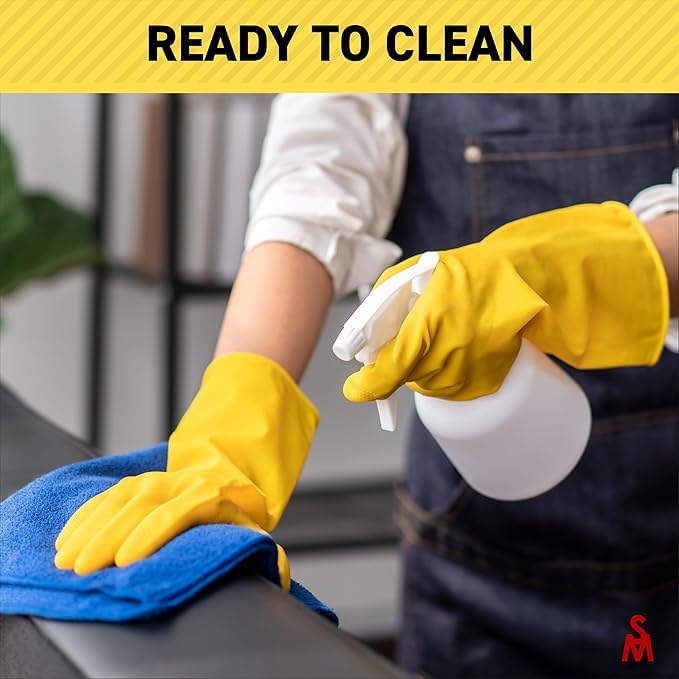SteadMax Large Reusable Rubber Cleaning Gloves - 3 Pairs, Non-Slip