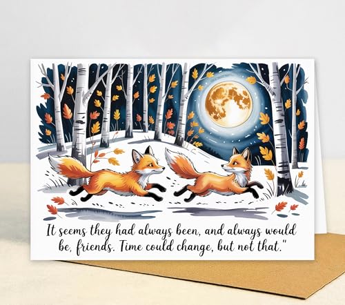 Heartwarming Foxes in the Snow Friendship Card - 5x7 Inch