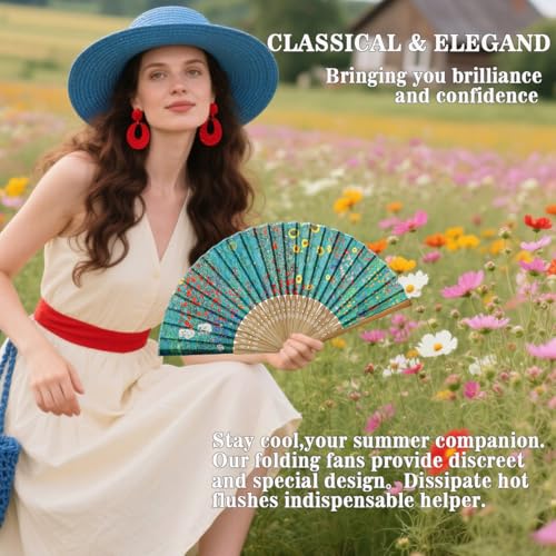 Salutto Bamboo Folding Hand Fan - Italian Garden Print, 9-Inch