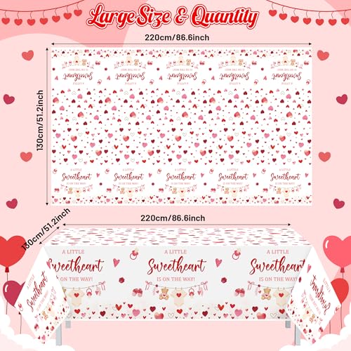 Valentine's Day Baby Shower Tablecloth Set - 3 Pack Disposable 51.2x86.6 Inch