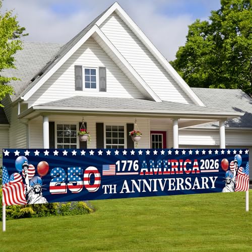 Patriotic 250th Anniversary Banner 120" x 20" for Celebrations
