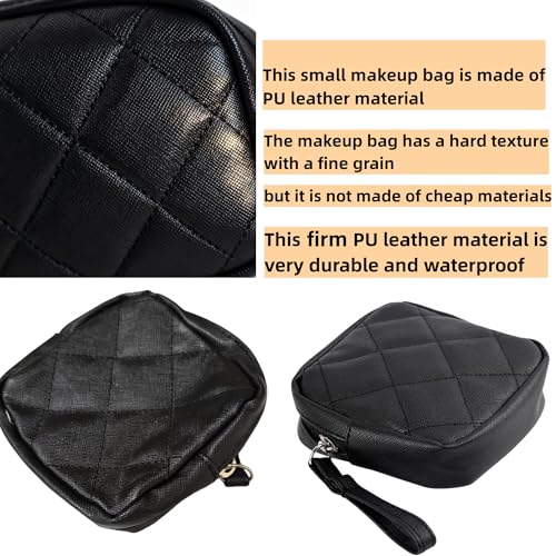 Small PU Leather Makeup Bag with Handle - Portable Mini Cosmetic Pouch
