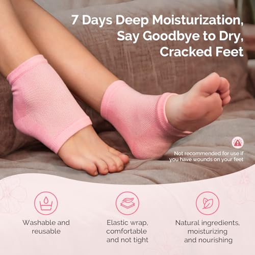 MelodySusie Moisturizing Gel Heel Socks for Cracked Heels, 2 Pairs