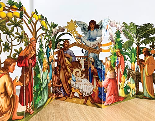Handmade 3D Pop-Up Nativity Christmas Cards with Envelope