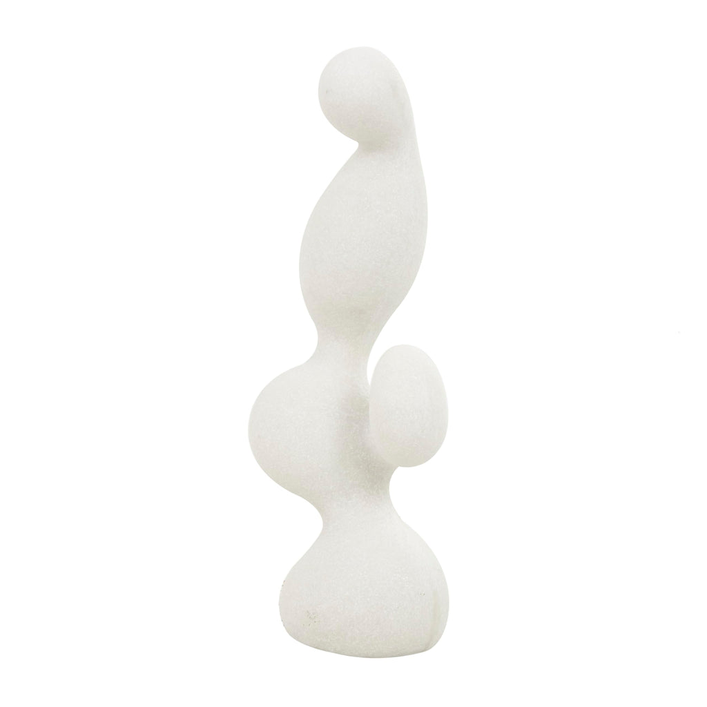 Deco 79 Polystone Abstract Decorative Sculpture Curved Shaped Home Decor Statue with Speckled Texturing, Accent Figurine 7" x 4" x 18", White