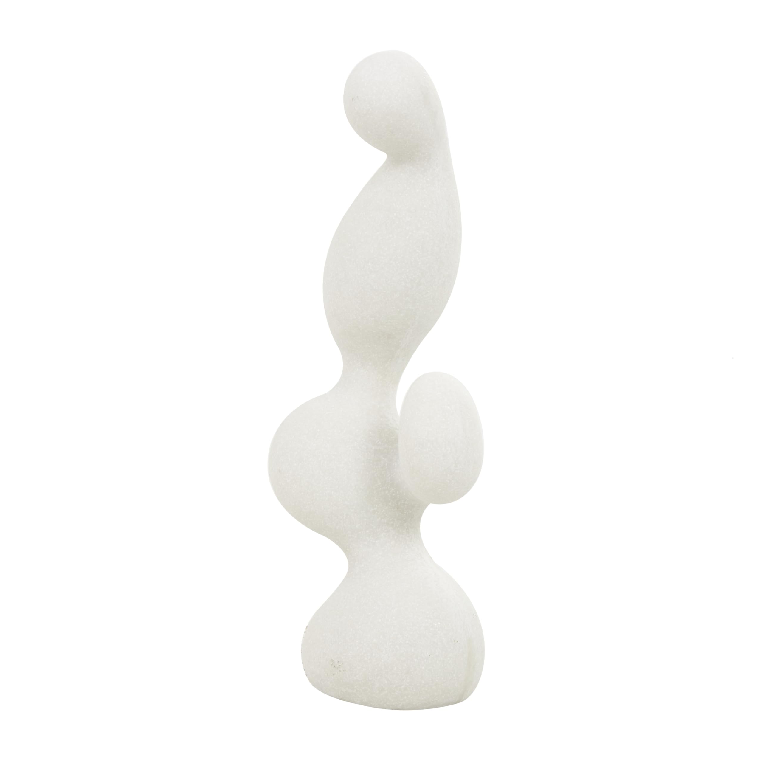 Deco 79 Polystone Abstract Decorative Sculpture Curved Shaped Home Decor Statue with Speckled Texturing, Accent Figurine 7" x 4" x 18", White