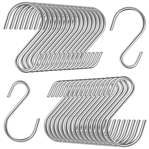 Heavy Duty Stainless Steel S Hooks - 60 Pack Mini Hanging Hooks