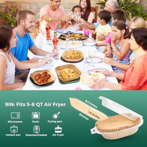 Disposable Air Fryer Paper Liners - 50 Pack, 8" Square