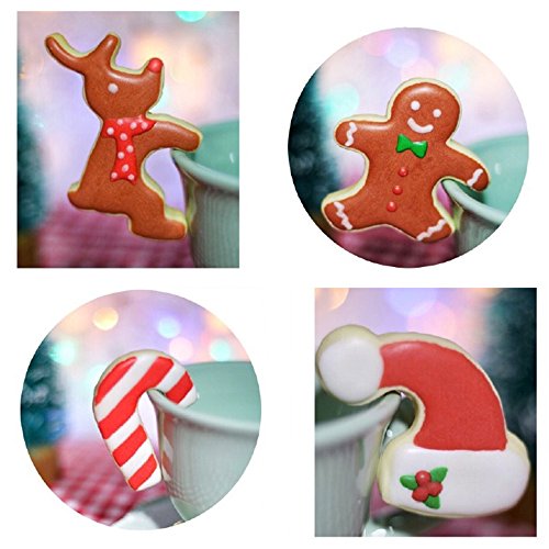 4PCS Hanging Cookie Cutter Set for Christmas Mug Decor Baking Kitchen Tools