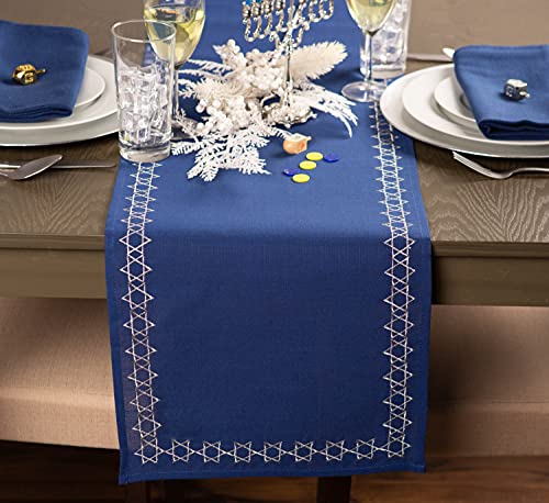 Hanukkah Star of David Table Runner 14x70 Inch Festival Holiday Decor