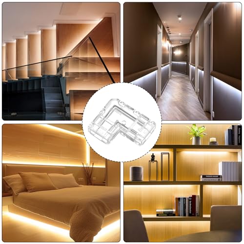 20 Pcs L-Shaped LED Strip Connectors for 8mm COB Lights