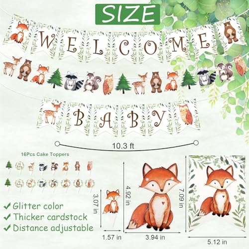 Woodland Baby Shower Decoration Set - Banners & Cake Toppers
