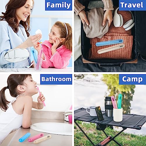 Hooqict 4 Pack Travel Toothbrush Case - Portable Plastic Holder
