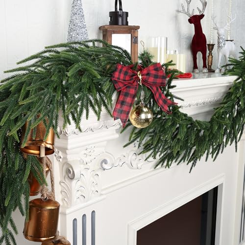 16 FT Realistic Christmas Garland Pine Garland Artificial Greenery for Indoor Outdoor Decor