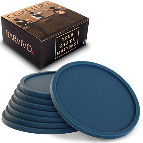 Barvivo Silicone Coasters Set of 8 with Holder - Anti-Slip Drink Protectors