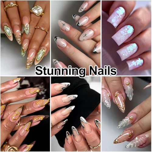 SUTOZMIWE 3D Nail Gel Kit, Semi-Solid Sculpting Gel with Chrome Powder & Brushes