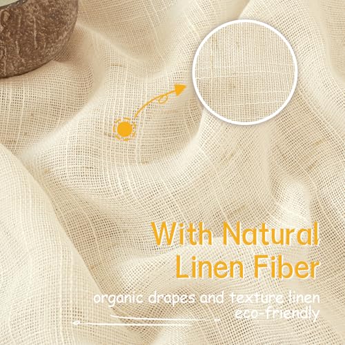 YoungsTex Linen Cafe Curtains, 34" x 40" (Set of 2) - Beige