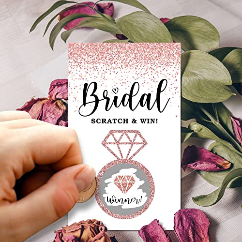 Bridal Shower Scratch Off Game Cards 50 Pack Pink and Gold Raffle Tickets