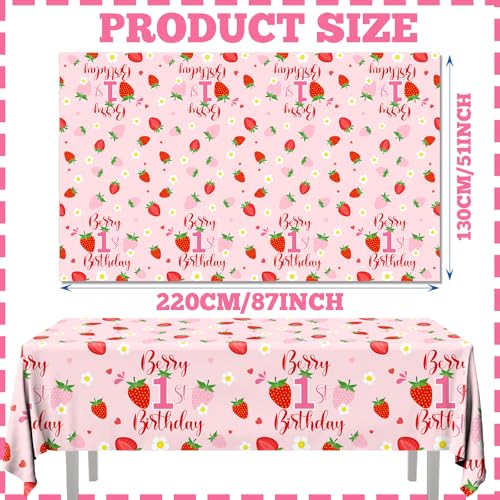 Berry First Birthday Tablecloth Set - 3pcs Strawberry Decor
