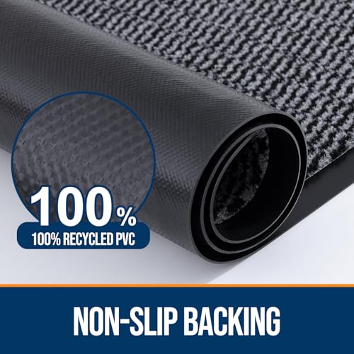 Smiry Low Profile Rubber Doormat 29.5" x 17" - Black, Non-Slip