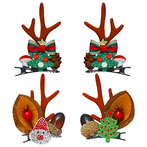TailaiMei Reindeer Antler Hair Clips 2 Pairs Christmas Hair Pins