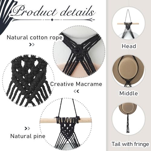 Boho Macrame Hat Hanger - Handmade Cowboy Hat Organizer