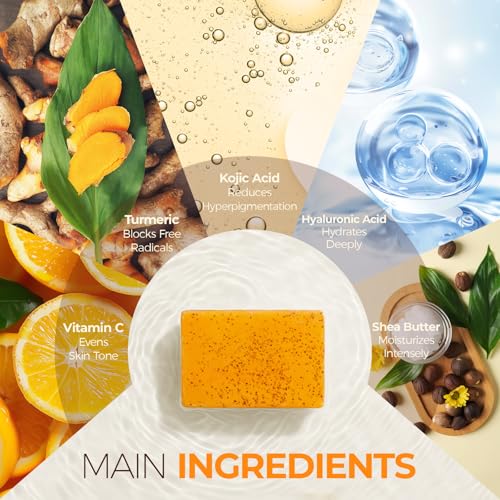 Inlifay Turmeric Kojic Acid Soap Dark Spot Corrector Bar 80g