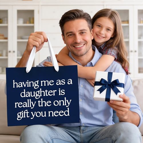Funny Father's Day Gift Bag - 13" Navy Blue with Tissue Paper