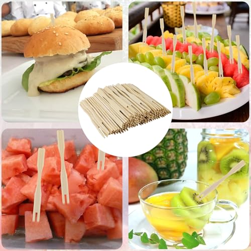 100 Pack Bamboo Appetizer Forks - Eco-Friendly Mini Forks for Charcuterie & Cocktails