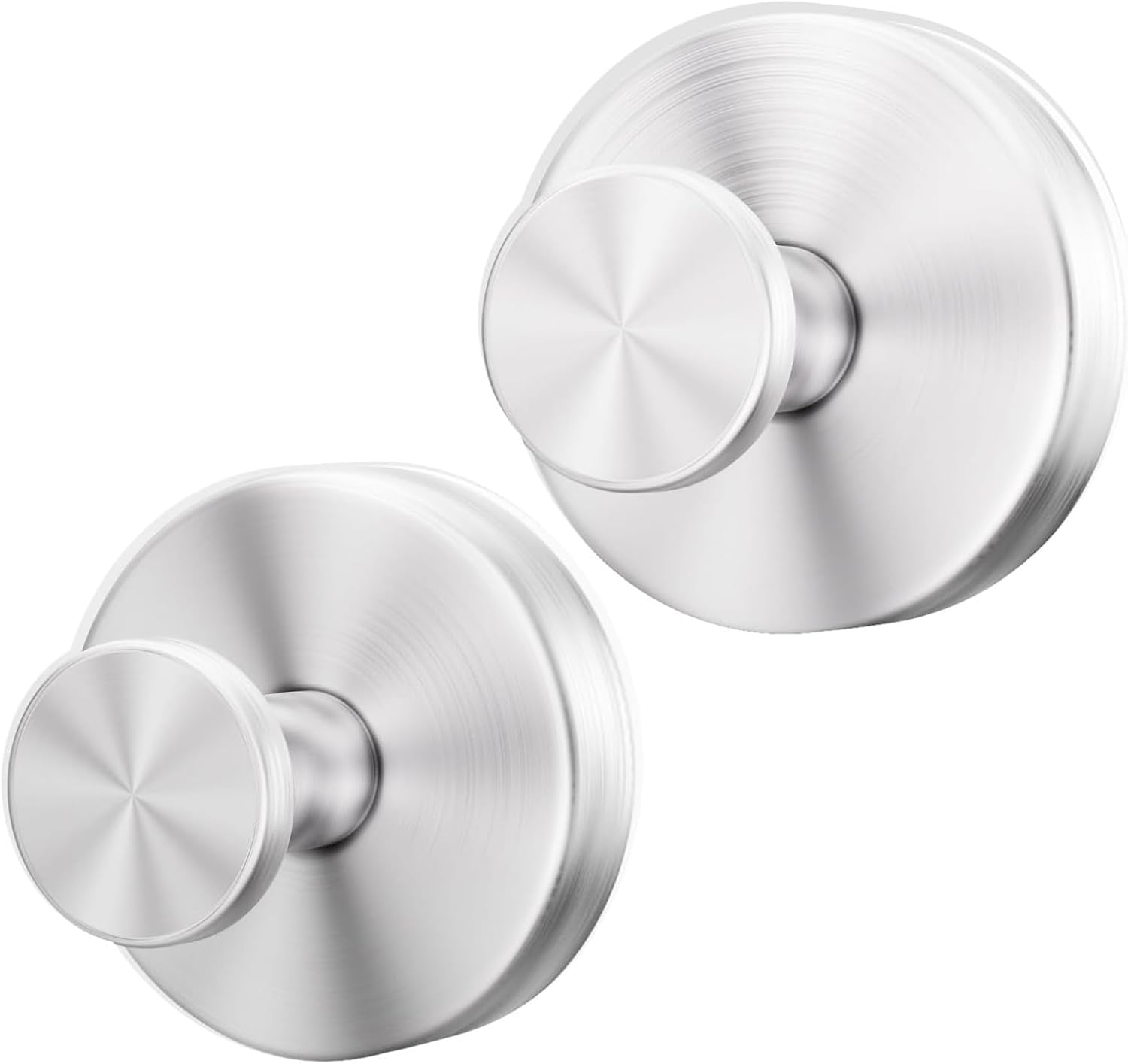 Skiennix Suction Cup Hooks - Removable Bathroom Shower Wall Holders for Towels & Wreaths | Silver (2 Pack)