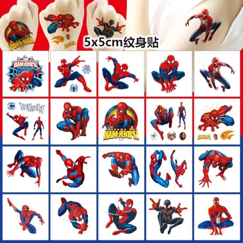 Spider-Man Temporary Tattoos - 20 Sheets Birthday Party Favors