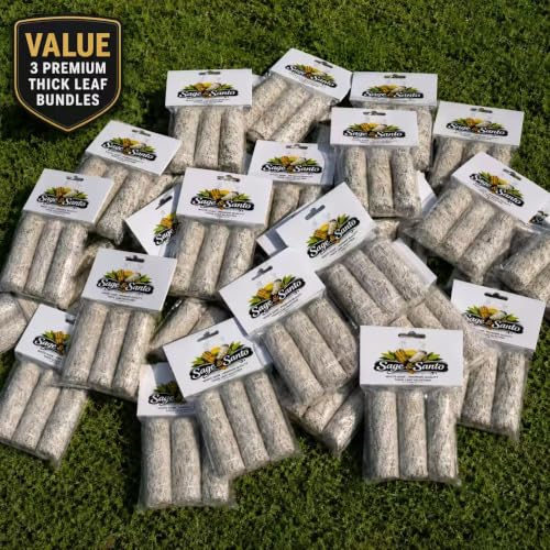 Sage & Santo White Sage Smudge Sticks - 4" Incense Bundles for Cleansing & Meditation (3 Pack)