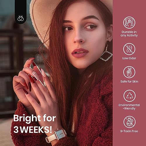 Beetles Red Gel Nail Polish Set - 6 Colors Burgundy Nude Glitter Soak Off UV LED Manicure Kit