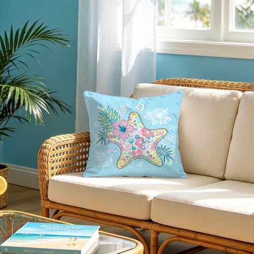 Starfish & Seaweed Decorative Throw Pillow Cover 18x18