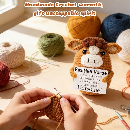 Handmade Crochet Horse Positive Gift - Mini Inspirational Desk Decor