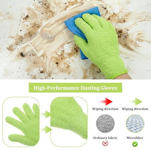 Abeillo Microfiber Cleaning Gloves for Dusting Plants & Home