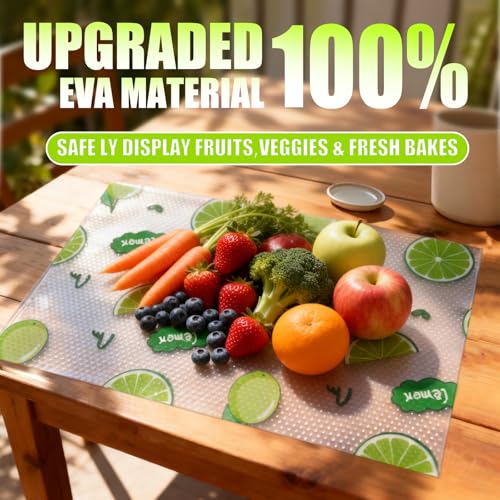 Seaped 8 Pcs Green Lemon Refrigerator & Drawer Liners - Washable, Non-Adhesive, Food-Grade EVA