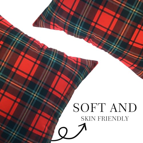 Christmas Pillow Covers 18x18 Set of 2, Buffalo Check Plaid Cushion Cases
